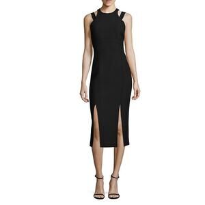 Cinq a Sept women’s black Henriette side slit shoulder cut out dress NWT (0)